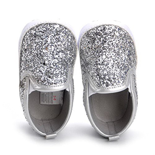 Black Bling Sequins Toddler Baby Boy Girl Soft Sole Crib Shoe Sneakers for 6-9 M